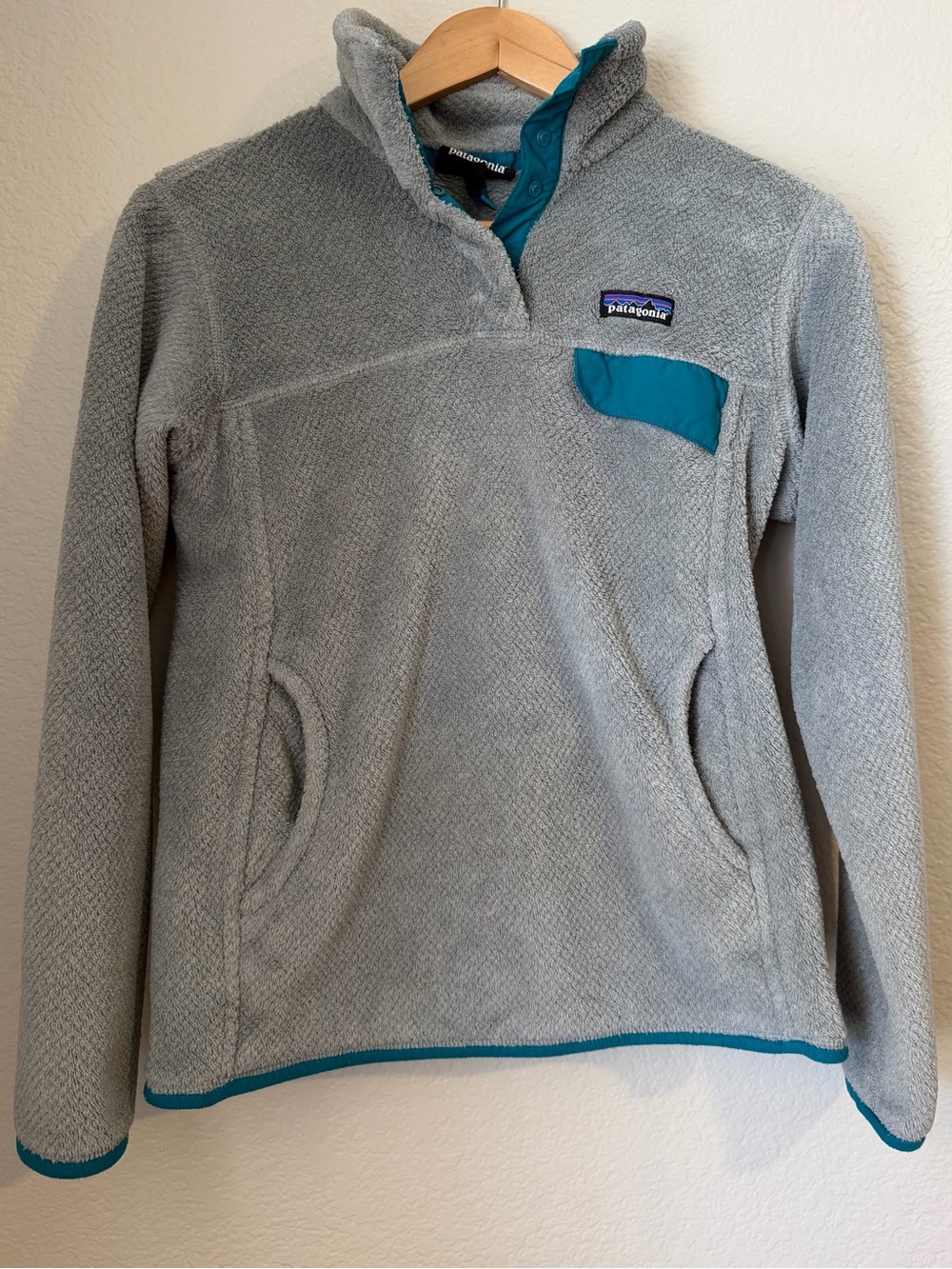 Patagonia Re-Tool Snap-T Fleece Pullover Gray Teal Size Medium Outdoor Hiking